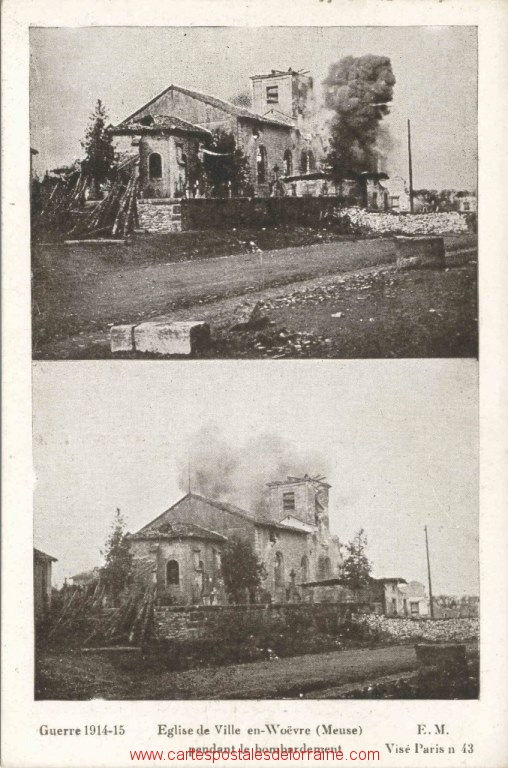 Ville-en-Woëvre - Bombardement église en Mars 1915.jpg